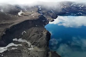 دریاچه کالدرا در طول فوران آتشفشان Askja در سال 1875 در پارک ملی Vatnajokull، ایسلند