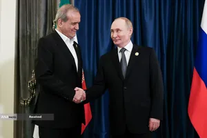 دیدار مسعود پزشکیان با پوتین رییس جمهور روسیه در حاشیه نشست سران سازمان همکاری شانگهای