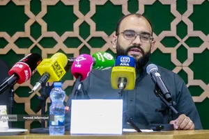 علی گلرخساری نماینده مرکز حرکت&zwnj;های مردمی و جهادی بنیاد علوی - نشست خبری &laquo;پویش غدیر&raquo;