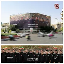 نقش قهرمانان کشتی روی دیوار میدان انقلاب