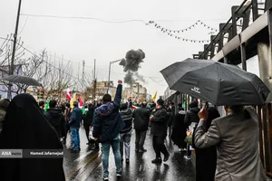 بمباران جنگنده های رژیم صهیونیستی - آمریکایی در راهپیمایی روز قدس تهران 1404