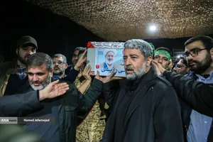 وداع با پیکر&zwnj; مطهر  شهید حجت&zwnj;الاسلام علی رازینی رئیس شعبه ۳۹ دیوان عالی کشور در معراج شهدای تهران