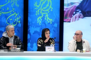 نادر سلیمانی، رز رضوی و ایوب آقاخانی در نشست خبری فیلم سینمایی صیاد