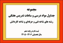 ابلاغ جداول مواد درسی و ساعات هفتگی شاخه‌های فنی‌وحرفه‌ای و کاردانش برای سال تحصیلی ۱۴۰۶-۱۴۰۵
