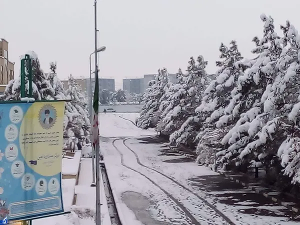 دانشگاه آزاد اسلامی واحد قم در یک روز برفی