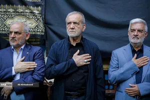 مسعود پزشکیان رئیس جمهور در مراسم گرامیداشت ۵۷ شهید اقتدار ارتش