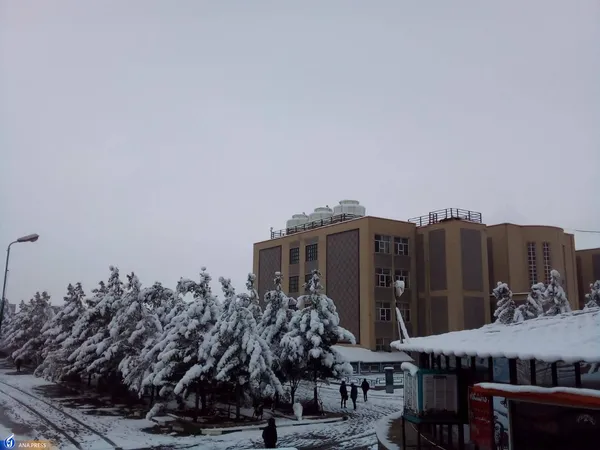 دانشگاه آزاد اسلامی واحد قم در یک روز برفی