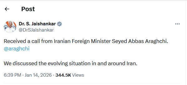 روایت وزیر خارجه هند از رایزنی با عراقچی