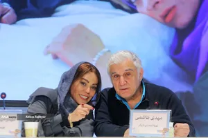 مهدی هاشمی و مهنوش صادقی در نشست خبری فیلم سینمایی &laquo;مرد آرام&raquo;