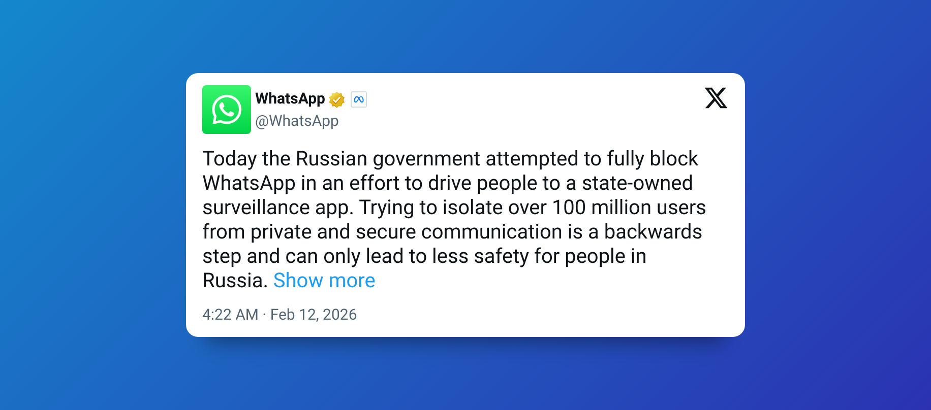 دولت روسیه پیامرسان واتساپ را فیلتر و مکس را جایگزین آن کرد دولت روسیه پیامرسان واتساپ را فیلتر و مکس را جایگزین آن کرد