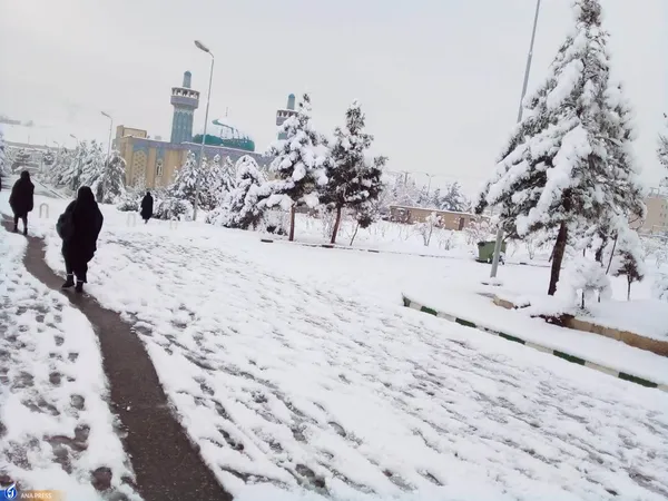 دانشگاه آزاد اسلامی واحد قم در یک روز برفی