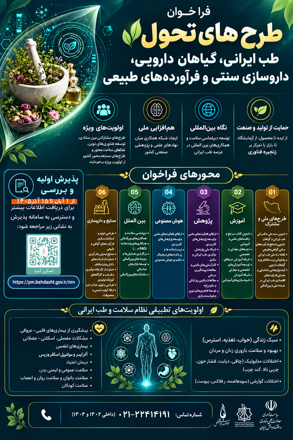 فراخوان ملی طرحهای تحول طب ایرانی و صنایع گیاهان دارویی فراخوان ملی طرحهای تحول طب ایرانی و صنایع گیاهان دارویی
