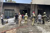 حریق در انبار کفش در محدوده پل روشندلان + فیلم