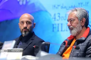 محمدرضا هدایتی  و علی سرابی در نشست خبری فیلم سینمایی صیاد