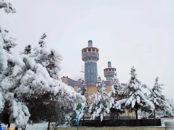 دانشگاه آزاد اسلامی واحد قم در یک روز برفی