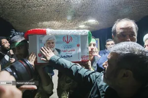 وداع با پیکر&zwnj; مطهر  شهید حجت&zwnj;الاسلام محمد مقیسه رئیس شعبه ۵۳ دیوان عالی کشور در معراج شهدای تهران