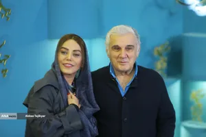 مهدی هاشمی و مهنوش صادقی در فتوکال فیلم سینمایی &laquo;مرد آرام&raquo;