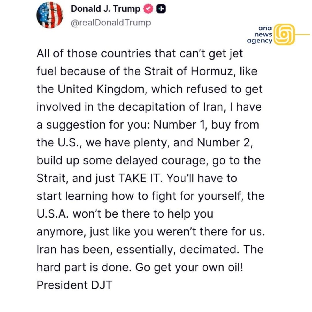 ترامپ بار دیگر خواستار «تصاحب تنگه هرمز» شد و متحدان آمریکا را تهدید کرد ترامپ بار دیگر خواستار «تصاحب تنگه هرمز» شد و متحدان آمریکا را تهدید کرد