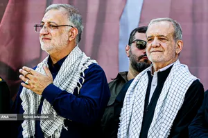  مسعود پزشکیان رییس جمهور و علیرضا زاکانی شهردار تهران در رزمایش جان&zwnj;فدایان ایران