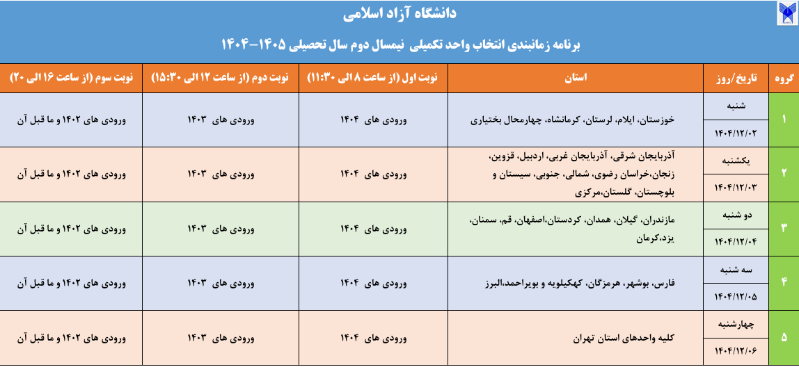 آغاز انتخاب واحد تکمیلی دانشگاه آزاد از امروز دوم اسفند؛ کلاس‌ها حضوری برگزار می‌شود