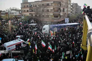 تشییع پیکر شهیدان لاریجانی، سلیمانی و شهدای ناو دنا
