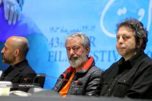 خشایار موحدیان تدوینگر و محمدرضا هدایتی در نشست خبری فیلم سینمایی صیاد