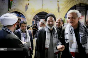 بازدید حجت&zwnj;الاسلام سیدعبدالفتاح نواب، نماینده ولی&zwnj;فقیه در امور حج و زیارت از موکب الاقصی فلسطینیان در مسیر مشایه و کربلای معلی 