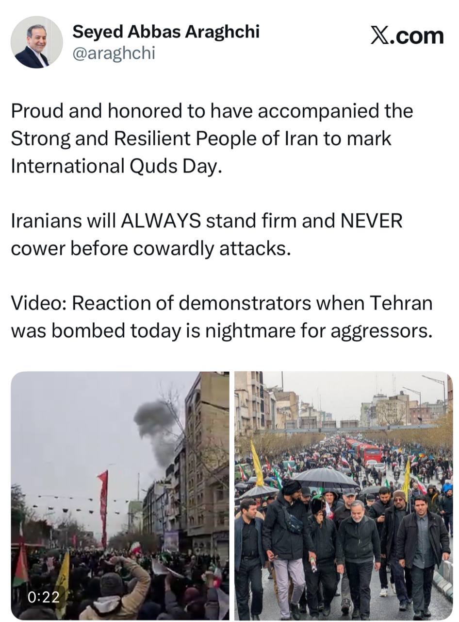 عراقچی: ایرانیان هرگز در برابر حملات بزدلانه سر خم نمیکنند عراقچی: ایرانیان هرگز در برابر حملات بزدلانه سر خم نمیکنند